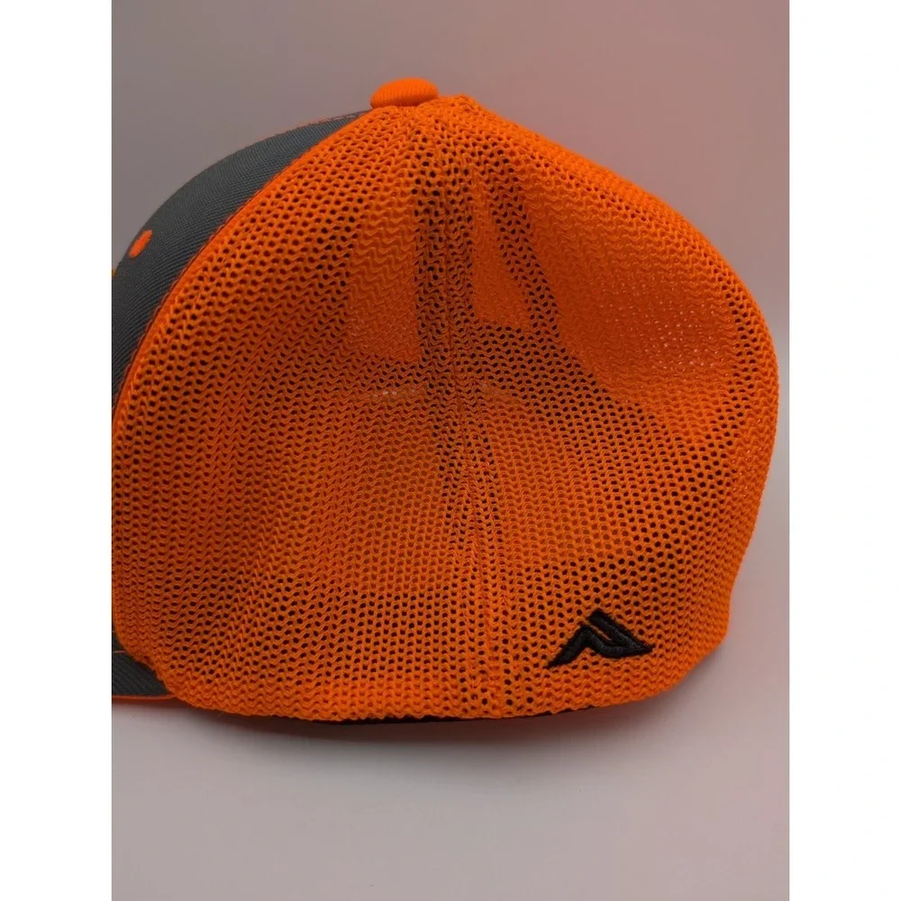 PACIFIC HEADWEAR Fitted‎ Trucker Hat Men's L/XL Orange Grey Cap Pro Model